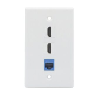 2 HDMI Ethernet Wall Plate - HDMI and Ethenret Wall Plate in White - 2 HDMI + 1 CAT6 Ethernet Port